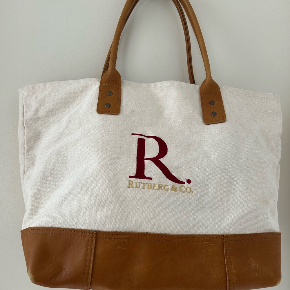 White and Tan Tote Bag